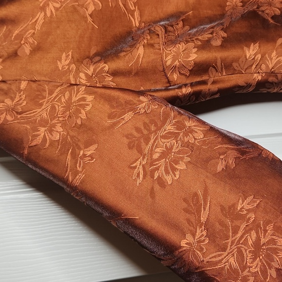 Chico's Design Women's Burnt Orange/Rust Asian Brocade Silk Top Size 0 - Picture 6 of 11